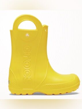 New CROCS Bright Yellow Kids' Handle Rain Boot